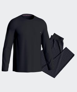 Eden Park Homme Men's Pyjama Long En Jersey De Coton Marine