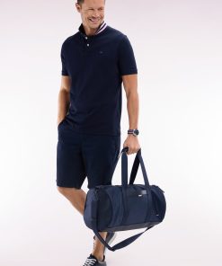Eden Park Homme Accessoires Sac De Sport Marine Et Noir En Cuir Et Tissu