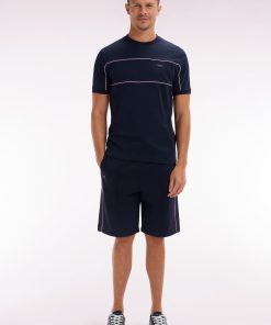 Eden Park Homme Men's Short De Jogging En Coton Interlock Marine Coupe Droite