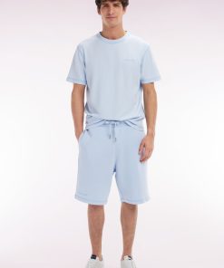 Eden Park Homme Men's Short En Molleton Coton Bleu Ciel Coupe Décontractée