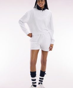 Eden Park Femme Men's Short En Molleton Coton Mélangé Blanc Coupe Droite