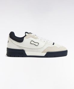 Eden Park Homme Chaussures Sneakers Ep10 En Cuir Blanches Et Marine