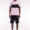 Eden Park Homme Men's Short New Zealand En Coton Noir Et Rose Coupe Décontractée