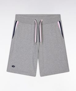 Eden Park Homme Men's Short Xv De France En Molleton Coton Gris Coupe Décontractée