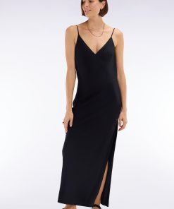 Eden Park Femme Men's Slip Dress En Viscose Noire Coupe Droite