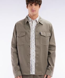 Eden Park Homme Men's Surchemise À Poches Plaquées En Lin Et Coton Stretch Sable