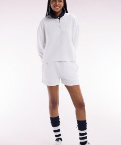 Eden Park Femme Men's Sweatshirt À Col Maillot Marine En Coton Blanc