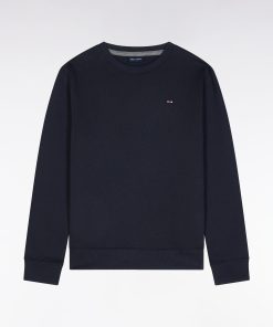 Eden Park Enfant Men's Sweatshirt À Col Rond En Molleton Coton Marine Coupe Droite