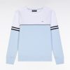 Eden Park Enfant Men's Sweatshirt Bicolore En Coton Ciel Et Blanc Coupe Droite