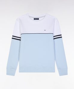 Eden Park Enfant Men's Sweatshirt Bicolore En Coton Ciel Et Blanc Coupe Droite