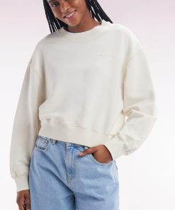 Eden Park Femme Men's Sweatshirt En Coton Beige Coupe Décontractée Courte