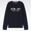 Eden Park Enfant Men's Sweatshirt En Coton Marine Broderie Multicolore Coupe Droite
