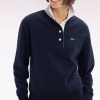 Eden Park Femme Men's Sweatshirt À Col Maillot En Coton Marine Coupe Décontractée