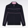 Eden Park Enfant Men's Sweatshirt En Coton Stretch Zippé Marine Passepoils Roses Coupe Droite