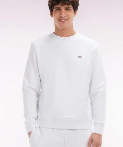 Eden Park Homme Men's Sweatshirt En Molleton Coton Blanc Coupe Droite Et Col Rond