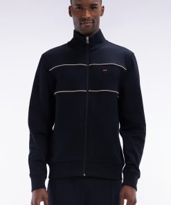 Eden Park Homme Men's Sweatshirt Zippé À Col Montant En Coton Mélangé Noir