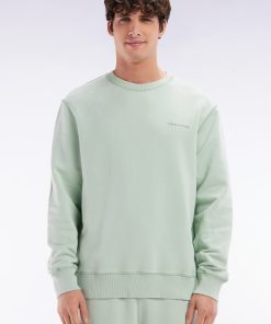 Eden Park Homme Men's Sweatshirt Surteint À Col Rond En Molleton Coton Vert D'eau Coupe Déco