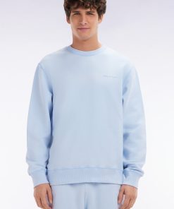 Eden Park Homme Men's Sweatshirt Surteint À Col Rond En Molleton Coton Ciel Coupe Décontract