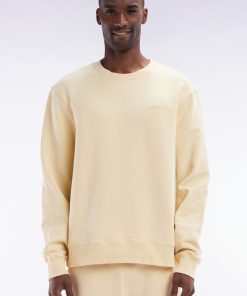 Eden Park Homme Men's Sweatshirt Surteint À Col Rond En Molleton Coton Ocre Coupe Décontract