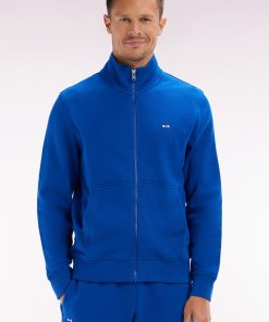 Eden Park Homme Men's Sweatshirt Zippé En Coton Bleu Foncé Coupe Droite