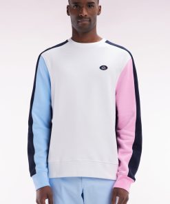 Eden Park Homme Men's Sweatshirt Tricolore En Molleton Coton Blanc Coupe Droite