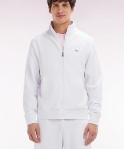 Eden Park Homme Men's Sweatshirt Zippé En Coton Blanc Coupe Droite