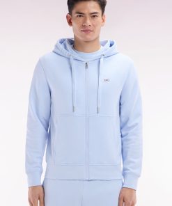 Eden Park Homme Men's Sweatshirt Zippé En Molleton Coton Ciel Coupe Droite