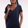 Eden Park Femme Men's T-shirt À Col V En Jersey De Coton Pima Léger Marine Coupe Droite