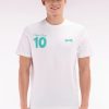 Eden Park Homme Men's T-shirt 10 En Coton Blanc Et Vert Coupe Décontractée