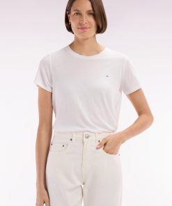 Eden Park Femme Men's T-shirt À Col Rond En Jersey De Coton Pima Léger Blanc Coupe Droite