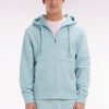 Eden Park Homme Men's Sweatshirt Zippé En Molleton Coton Vert D'eau Coupe Droite