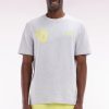 Eden Park Homme Men's T-shirt 10 En Coton Gris Et Jaune Coupe Décontractée