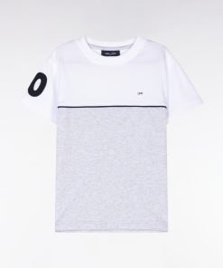 Eden Park Enfant Men's T-shirt Bicolore En Coton Gris Coupe Droite