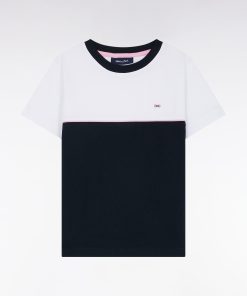 Eden Park Enfant Men's T-shirt Bicolore En Jersey De Coton Marine Coupe Droite