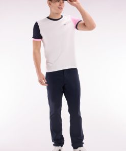 Eden Park Homme Men's T-shirt Colorblock En Coton Blanc Broderie 10 Coupe Droite