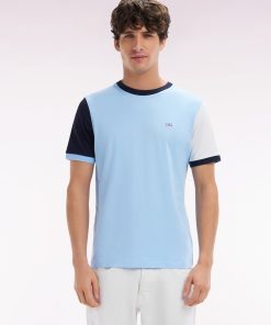 Eden Park Homme Men's T-shirt Colorblock En Coton Ciel Broderie 10 Coupe Droite