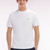 Eden Park Homme Men's T-shirt En Coton Blanc Broderie Dos Cerclée Coupe Droite