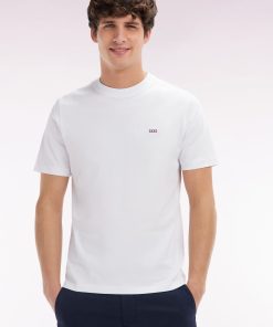 Eden Park Homme Men's T-shirt En Coton Blanc Broderie Dos Cerclée Coupe Droite