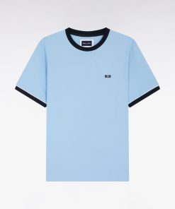 Eden Park Homme Men's T-shirt En Coton Ciel Broderie Et Badge Nœud Papillon Coupe Droite