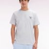 Eden Park Homme Men's T-shirt En Coton Gris Broderie Multicolore Coupe Décontractée
