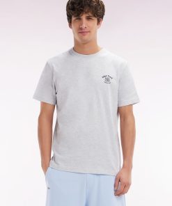 Eden Park Homme Men's T-shirt En Coton Gris Broderie Multicolore Coupe Décontractée