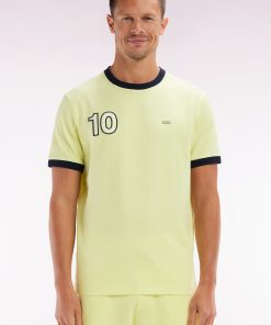 Eden Park Homme Men's T-shirt En Coton Jaune Broderie 10 Coupe Décontractée