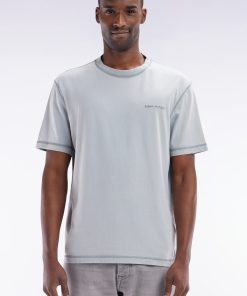 Eden Park Homme Men's T-shirt En Coton Gris Moyen Surteint Coupe Décontractée