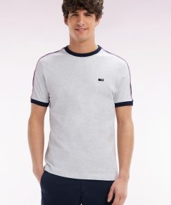 Eden Park Homme Men's T-shirt En Coton Gris Broderie Dos Et Découpes Coupe Droite
