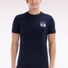 Eden Park Homme Men's T-shirt En Coton Marine Écusson 6 Nations Coupe Droite