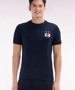 Eden Park Homme Men's T-shirt En Coton Marine Écusson 6 Nations Coupe Droite