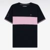 Eden Park Homme Men's T-shirt En Coton Marine Et Rose Coupe Décontractée