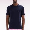 Eden Park Homme Men's T-shirt En Coton Marine Broderie Dos Et Découpes Coupe Droite