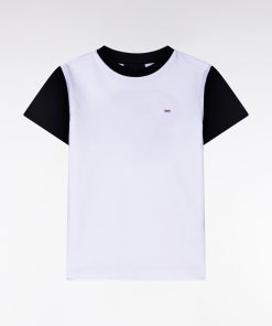 Eden Park Enfant Men's T-shirt En Coton Marine Et Blanc À Broderie Dos Cerclée Coupe Droite