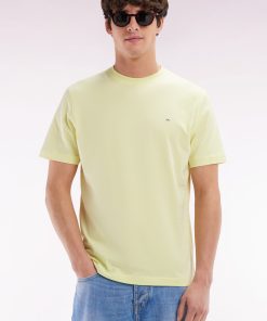 Eden Park Homme Men's T-shirt En Coton Pima Jaune Broderie Dos Coupe Droite